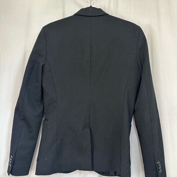 ZARA black two buttons embroidered pocket tailored slim fit blazer jacket S - Picture 4 of 14